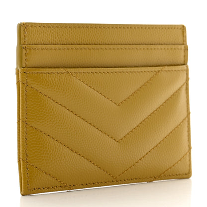 Saint Laurent Grain De Poudre Matelasse Chevron Monogram Credit Card Case Light Chartreuse 3 of 8