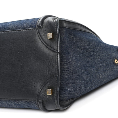 Celine Calfskin Denim Mini Luggage Black Navy 9 of 12