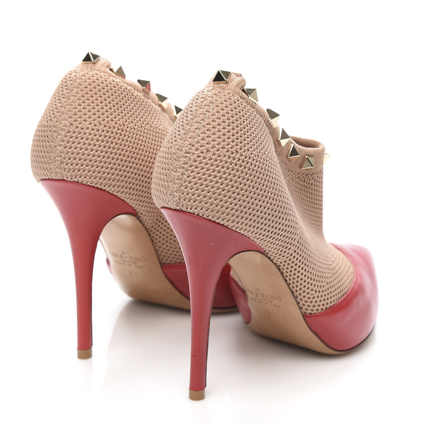 Nappa Knit Rockstud 105mm Sock Booties 37 Red