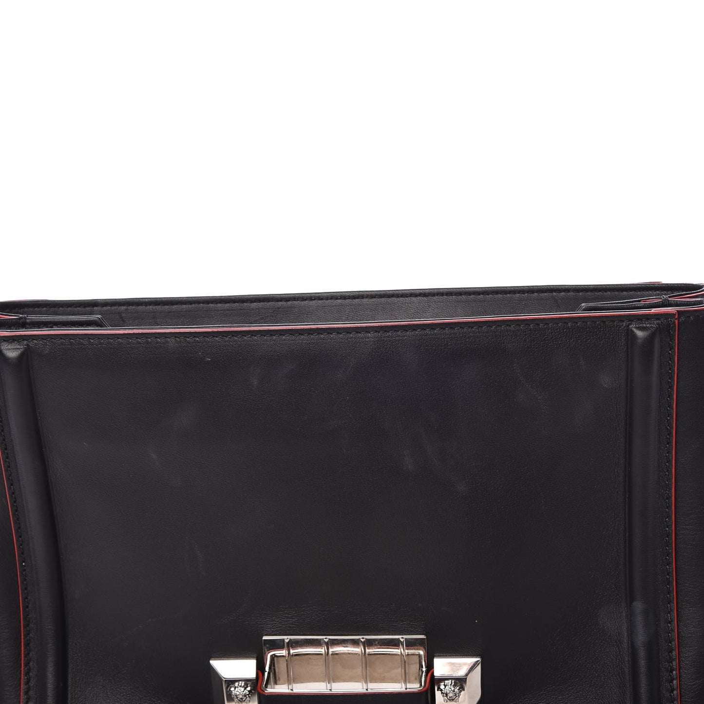 Calfskin Palazzo Shoulder Bag Black Red