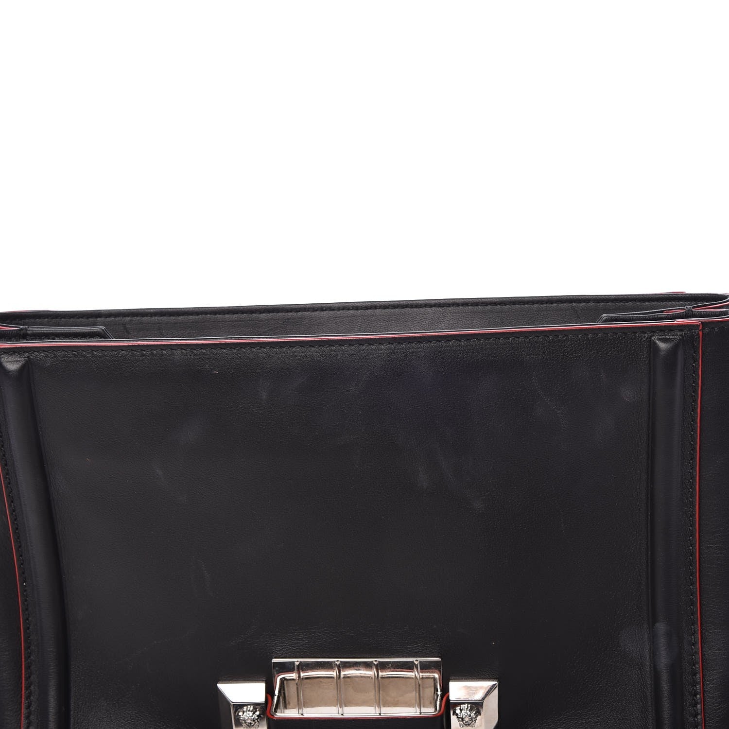 Versace Calfskin Palazzo Shoulder Bag Black Red 13 of 15
