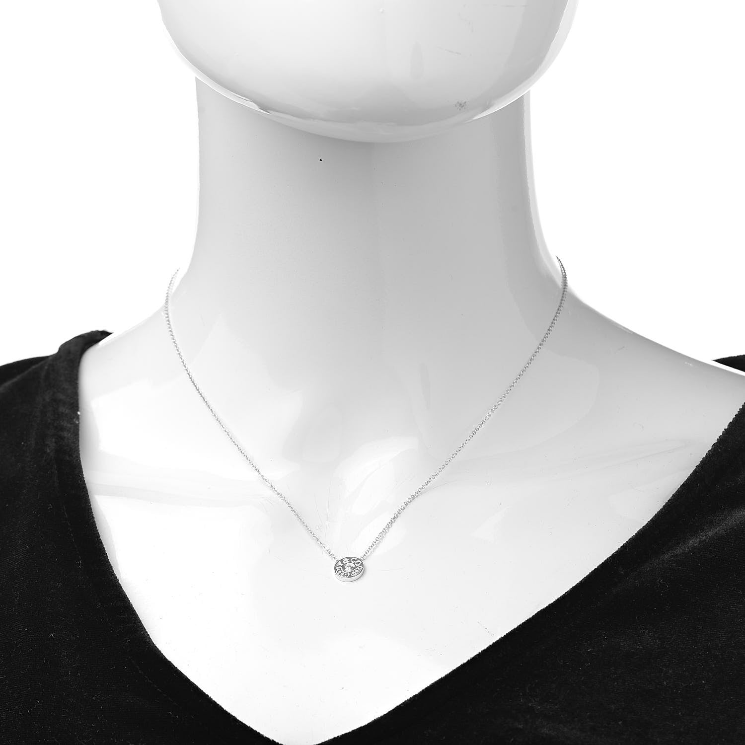Tiffany 18K White Gold Diamond 1837 Circle Pendant Necklace 2 of 7