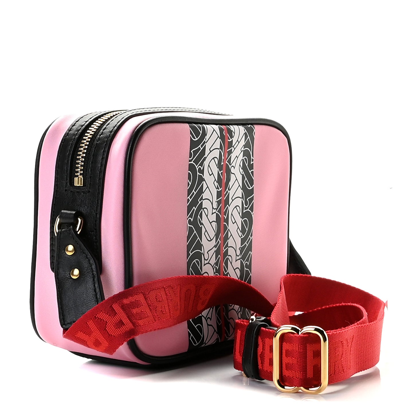E-Canvas Monogram Stripe Crossbody Bag Pink