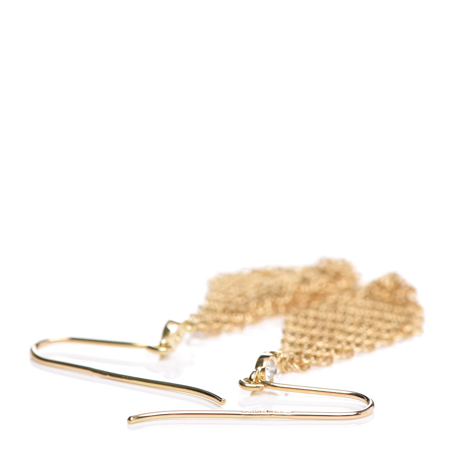 Tiffany 18K Yellow Gold Diamond Mini Elsa Peretti Mesh Earrings 3 of 5