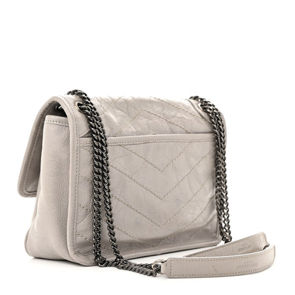 Saint Laurent Crinkled Calfskin Matelasse Monogram Baby Niki Chain Satchel Granite 3 of 23