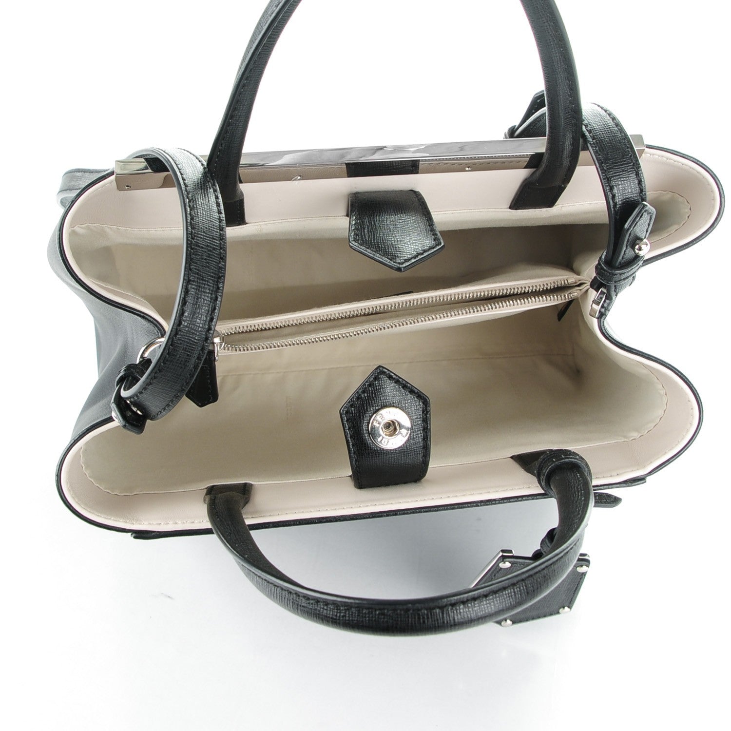 Fendi Vitello Elite Flamingo Mink Monster Charm Petite 2Jours Tote Black Multicolor 5 of 8