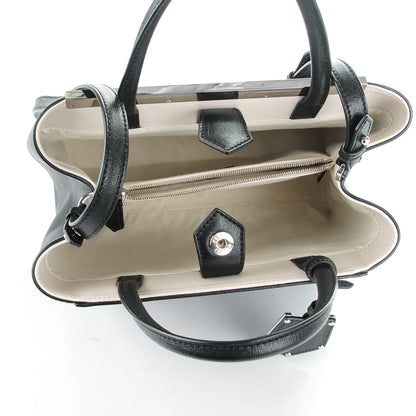 Fendi Vitello Elite Flamingo Mink Monster Charm Petite 2Jours Tote Black Multicolor 5 of 8
