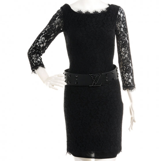 Calfskin LV Initiales Clous Belt 85 34 Black