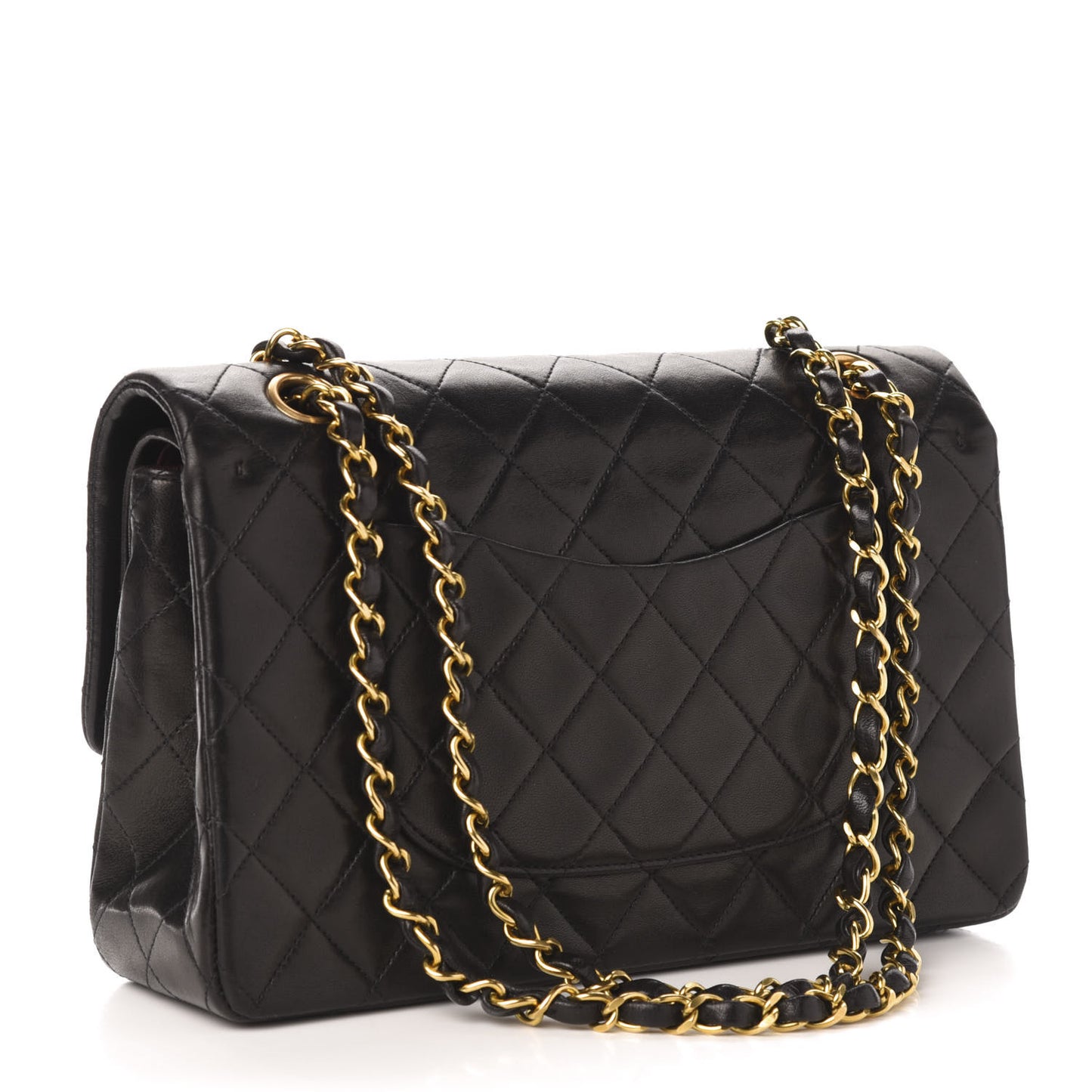 Lambskin Quilted Medium Double Flap Black