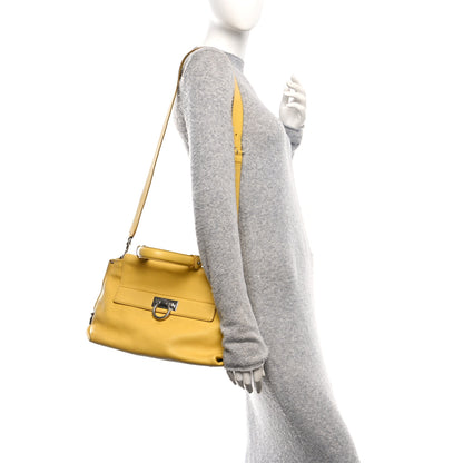 Salvatore Ferragamo Calfskin Sofia Gancini Satchel Yellow 3 of 9