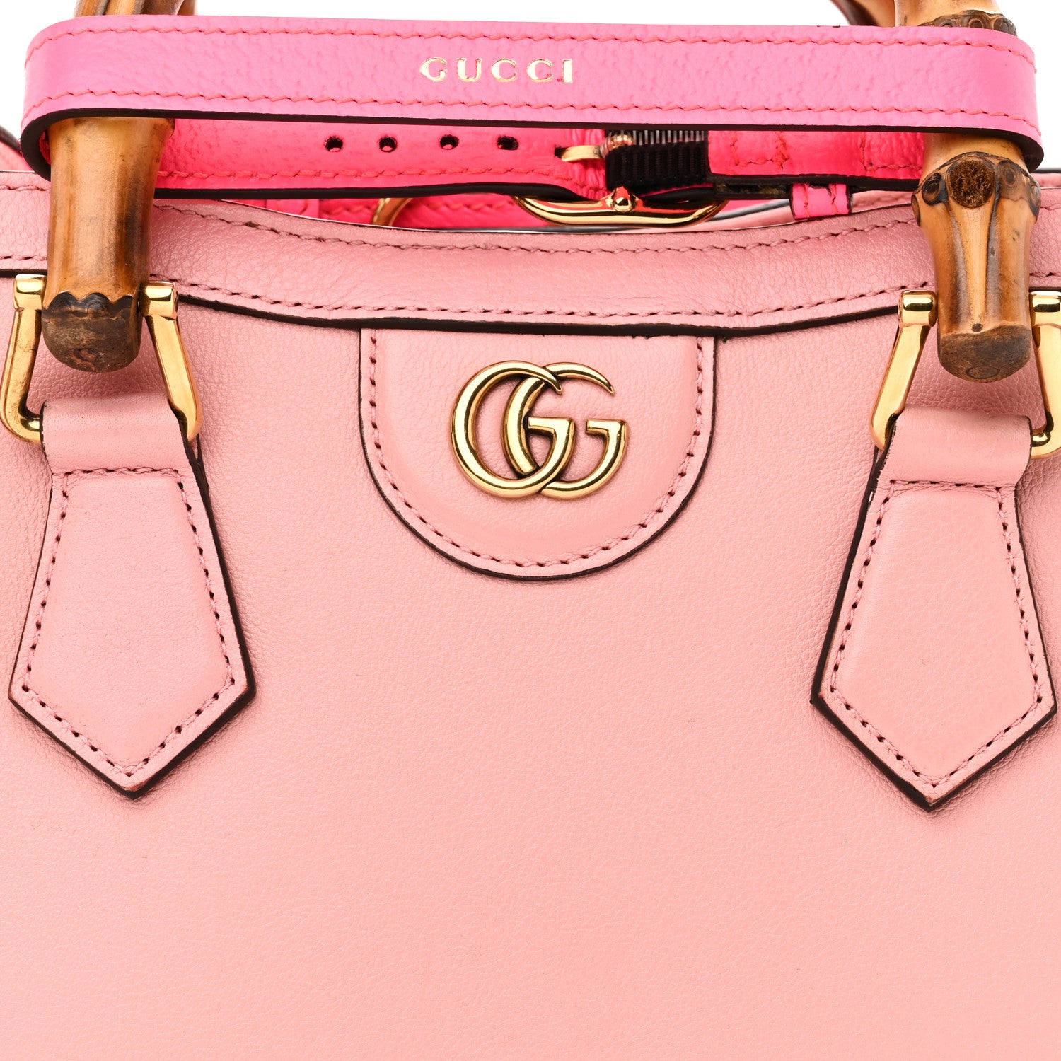 Gucci Wonka Grain Calfskin Mini Diana Tote Bag Wild Rose Fuxia Fluo 8 of 10