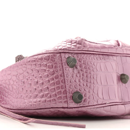 Balenciaga Metallic Extra Supple Calfskin Crystal Crocodile Embossed Small Le Cagole Shoulder Bag Pink 10 of 16