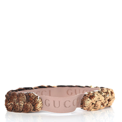 Gucci Sequin Embellished Braided Headband M Gold 4 of 5