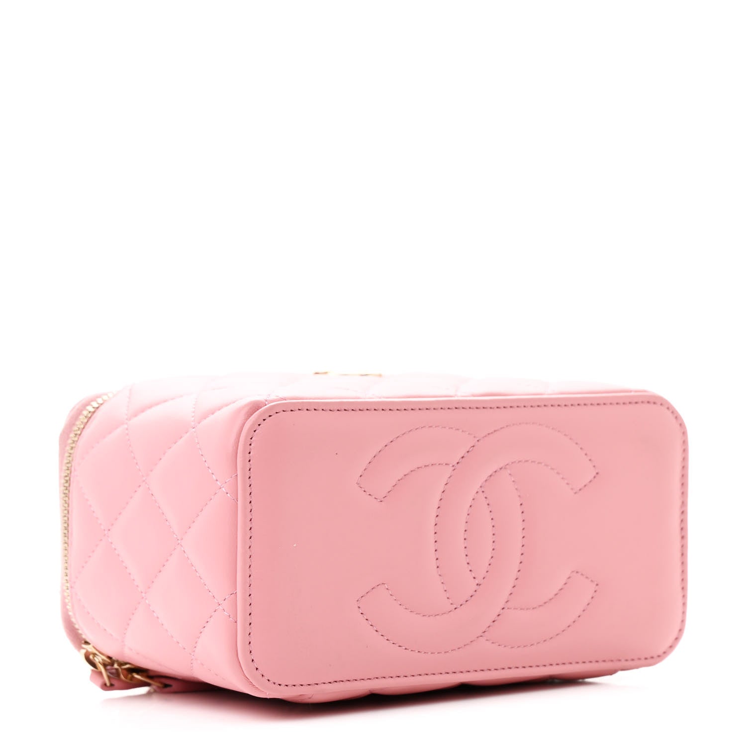 Chanel Lambskin Quilted Small Top Handle Vanity Case With Chain Dark Pink 4 of 11