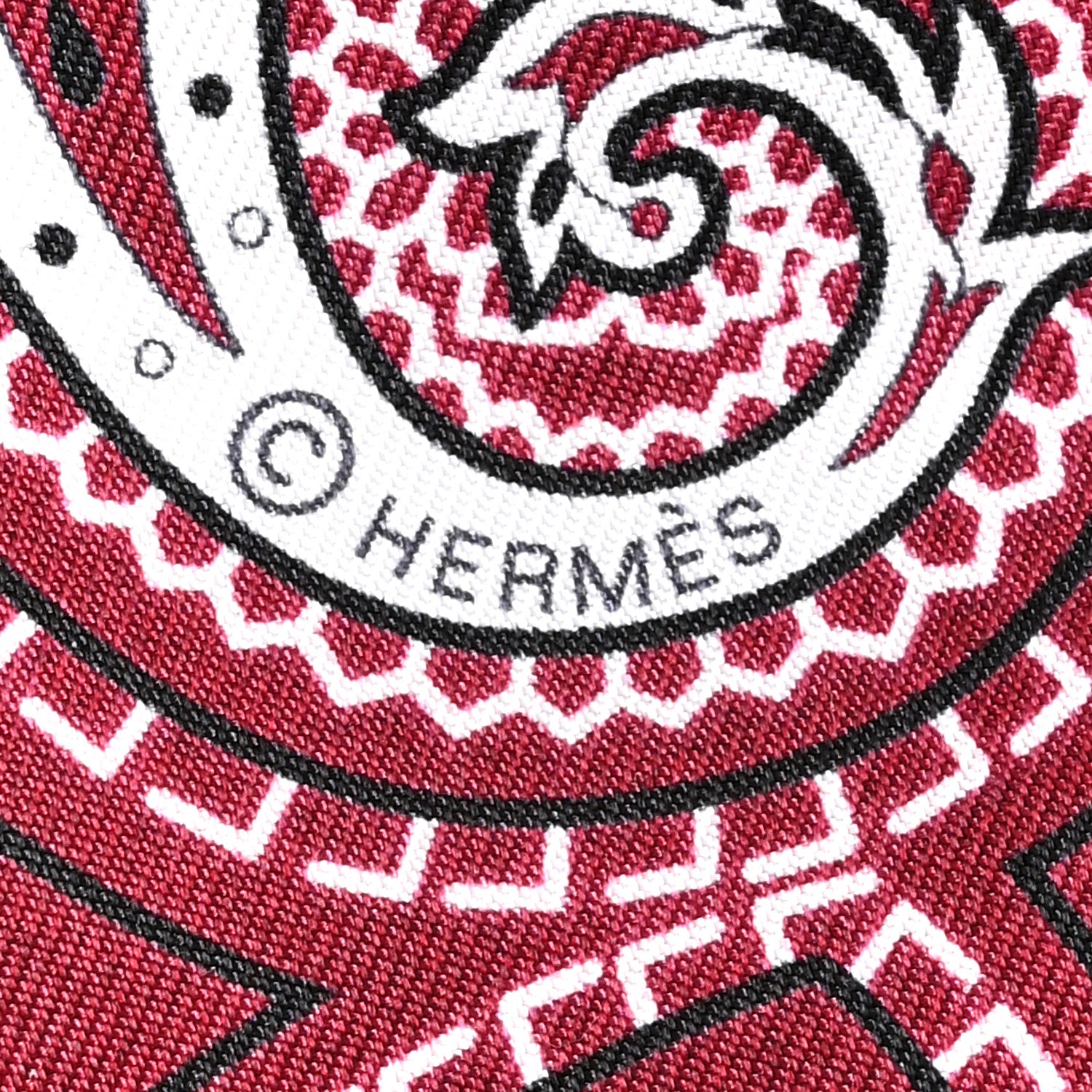 Hermes Silk Cheval De Coeur Bandana Twilly Bordeaux Black White 4 of 4