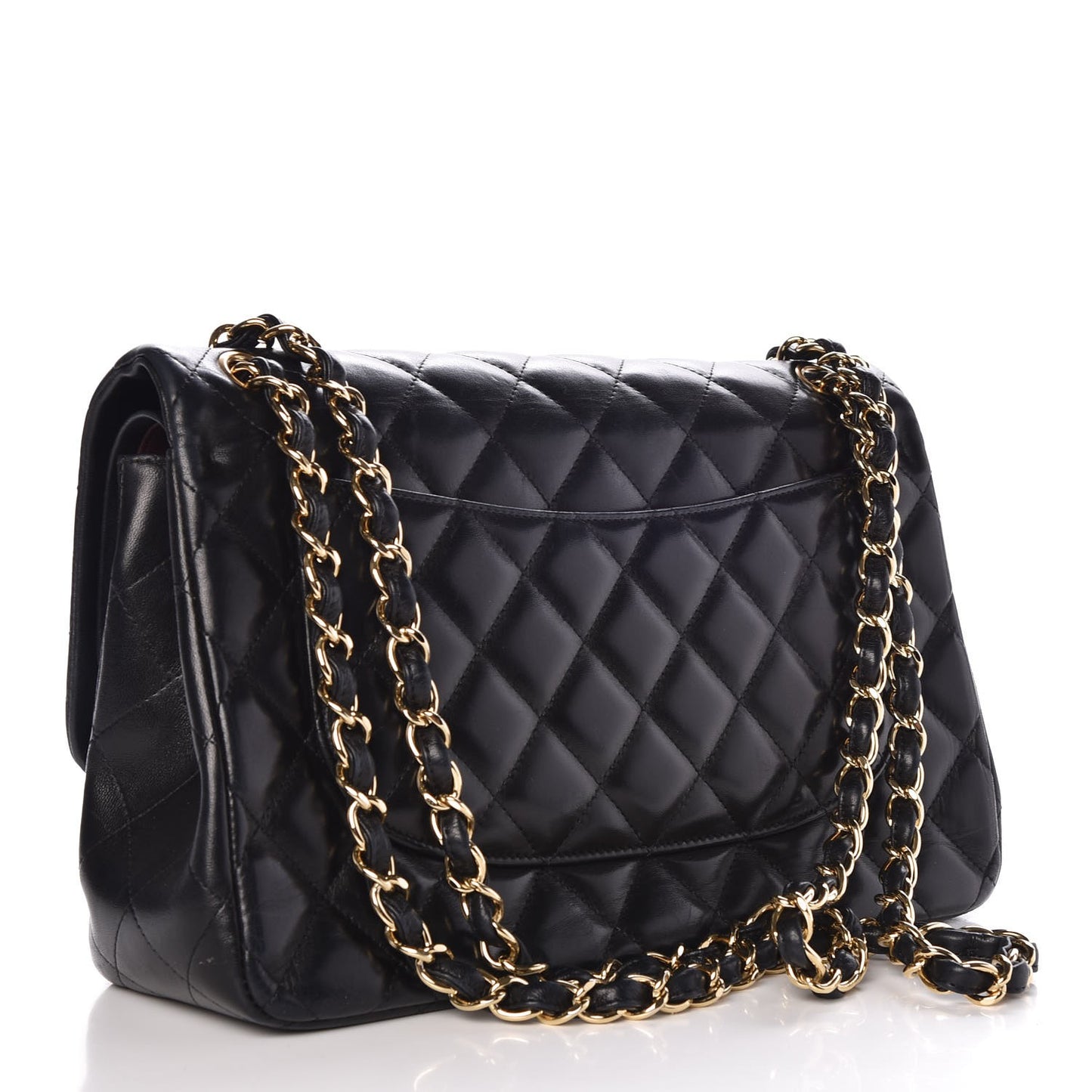 Lambskin Quilted Jumbo Double Flap Black
