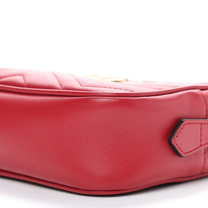 Gucci Calfskin Matelasse Mini GG Marmont Chain Shoulder Bag Hibiscus Red 10 of 10
