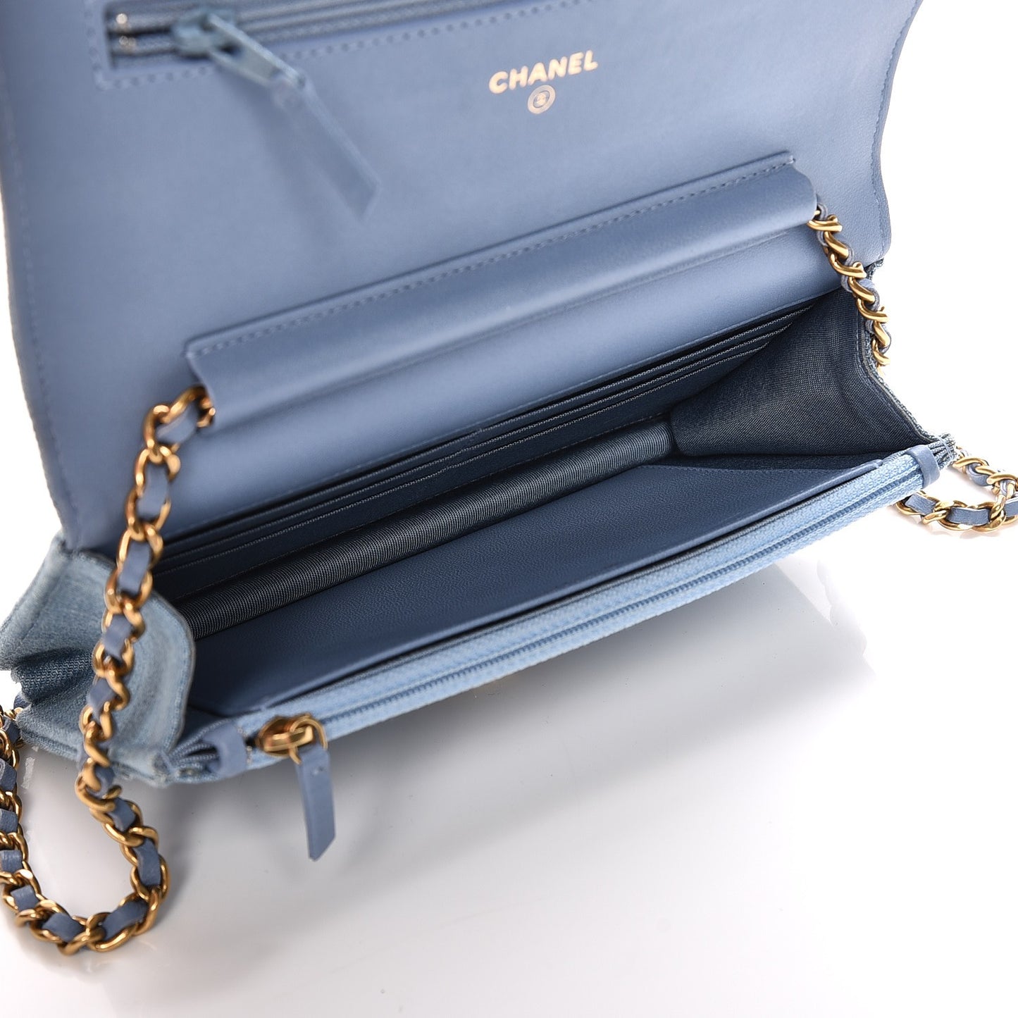 Denim Quilted Reissue Wallet On Chain WOC Blue