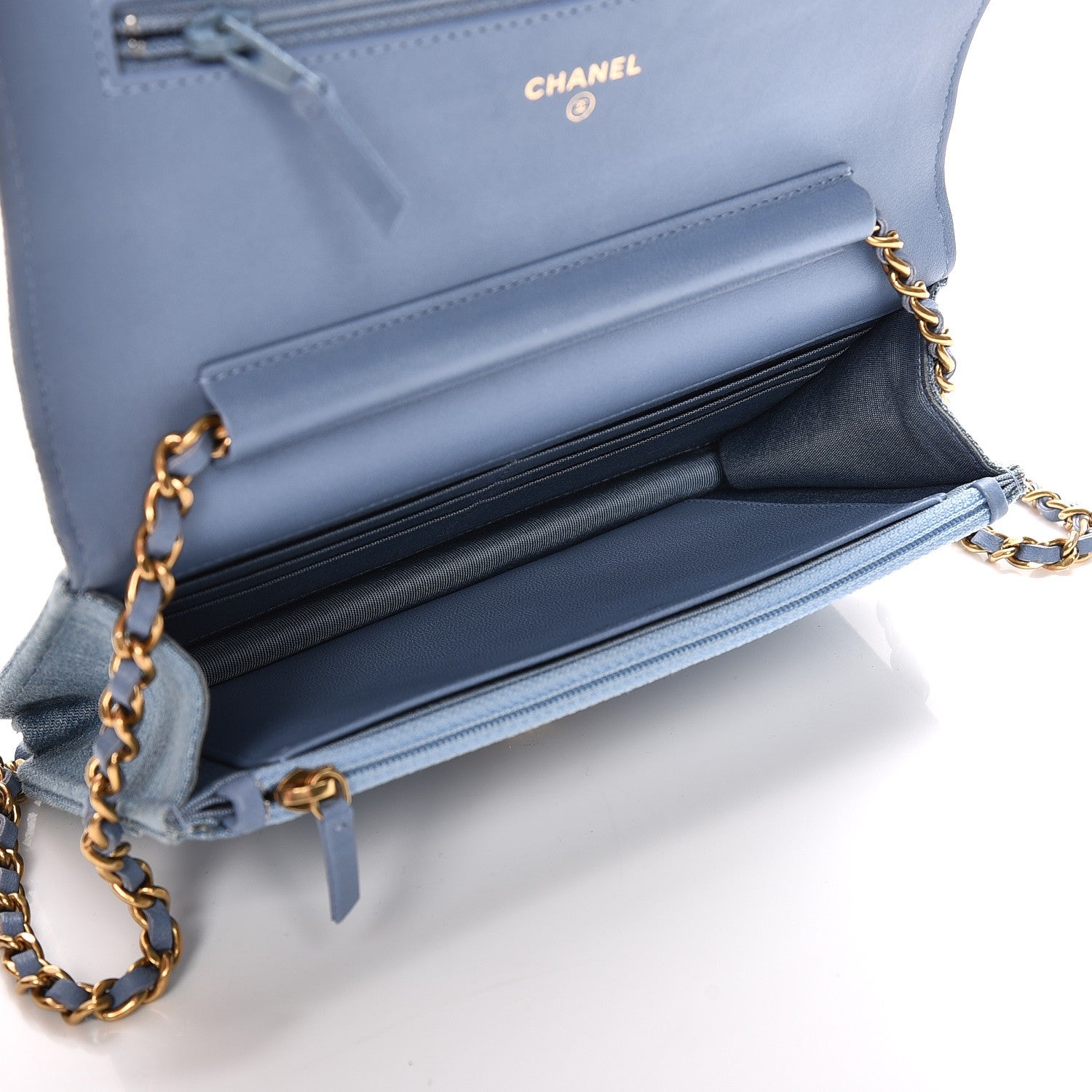 Chanel Denim Quilted Reissue Wallet On Chain WOC Blue 6 of 10