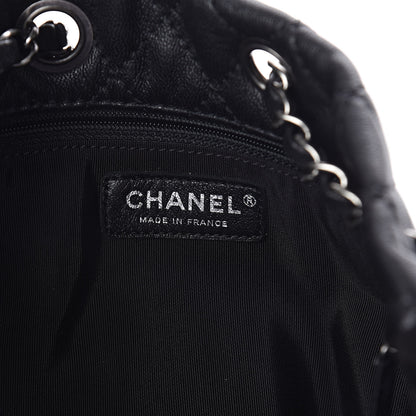 Chanel Goatskin Suede Calfskin Quilted Patchwork Drawstring Bag Black 6 of 10