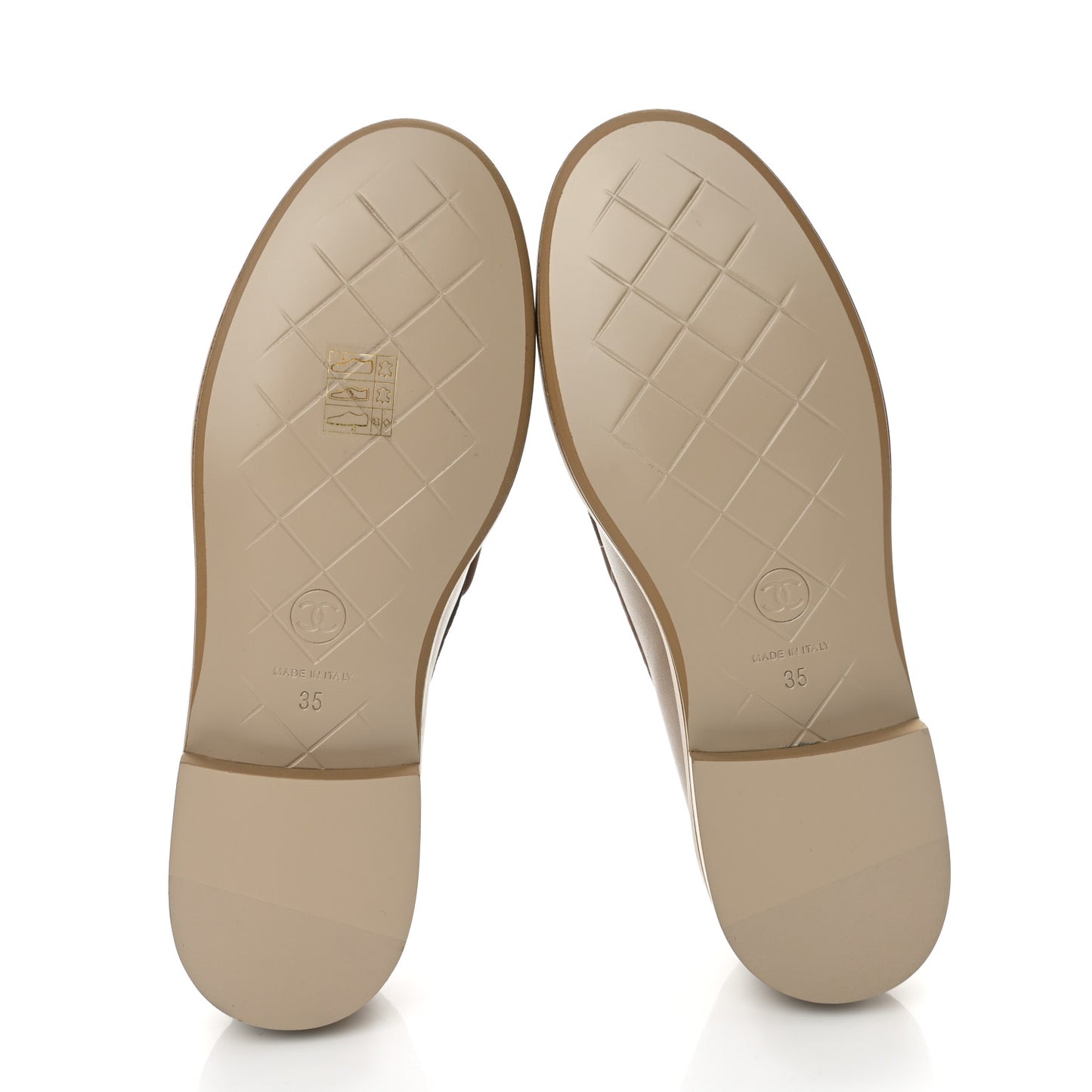 Lambskin Quilted CC Turnlock Loafers 35 Beige