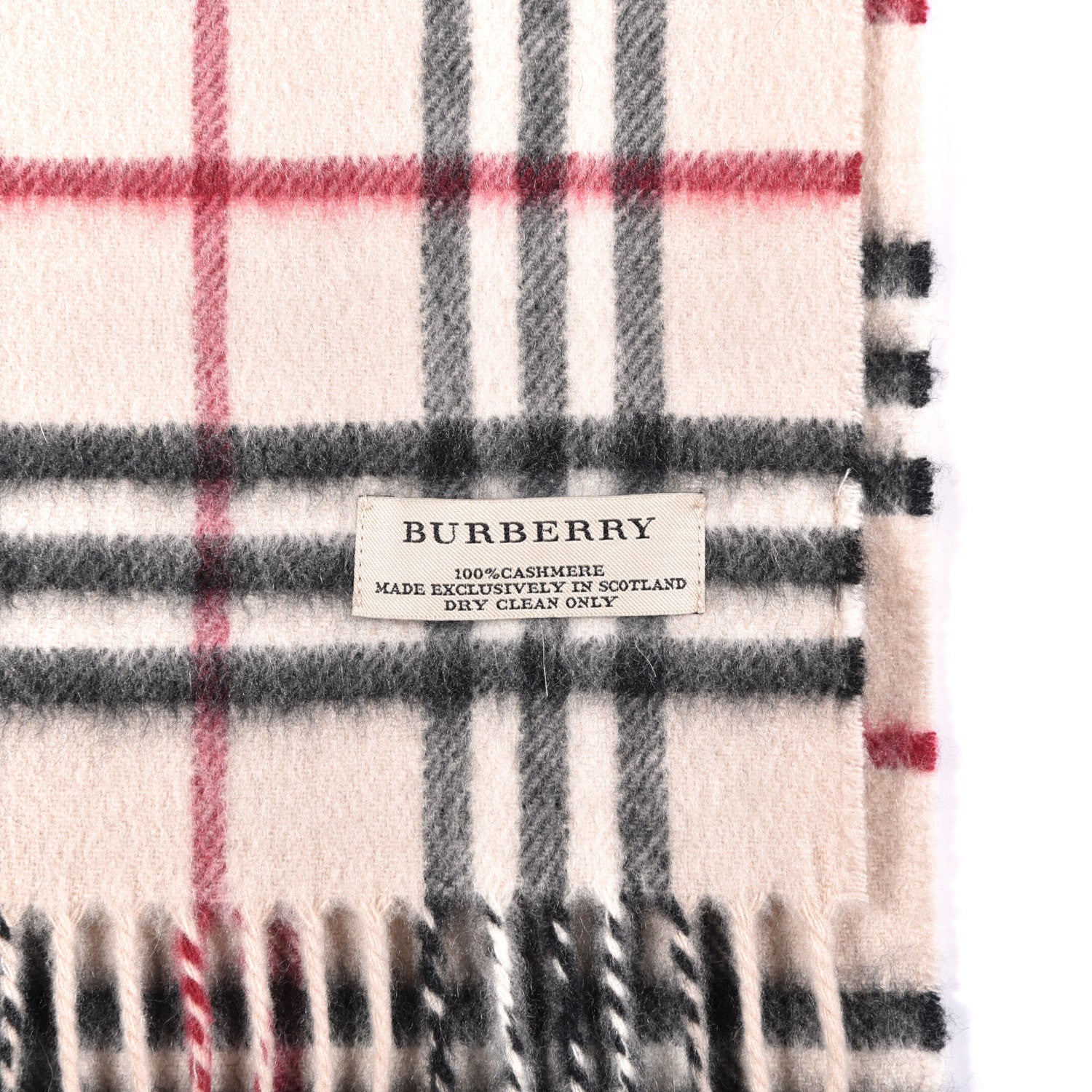 Burberry Cashmere Vintage Check Fringe Scarf Stone 4 of 5