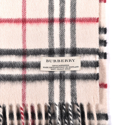 Burberry Cashmere Vintage Check Fringe Scarf Stone 4 of 5