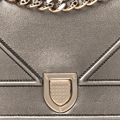 Christian Dior Metallic Calfskin Small Diorama Flap Bag Gunmental 9 of 11