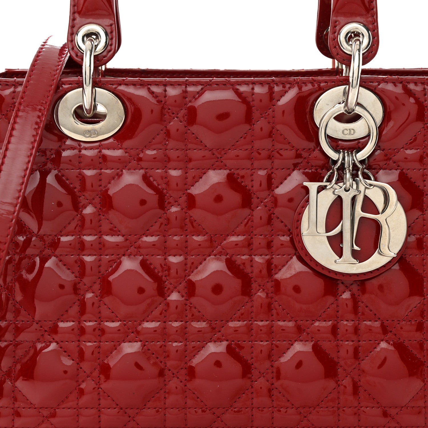 Christian Dior Patent Cannage Medium Lady Dior Red 8 of 14