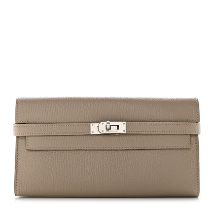 Hermes Chevre Mysore Kelly Longue Wallet Gris Tourterelle 1 of 11