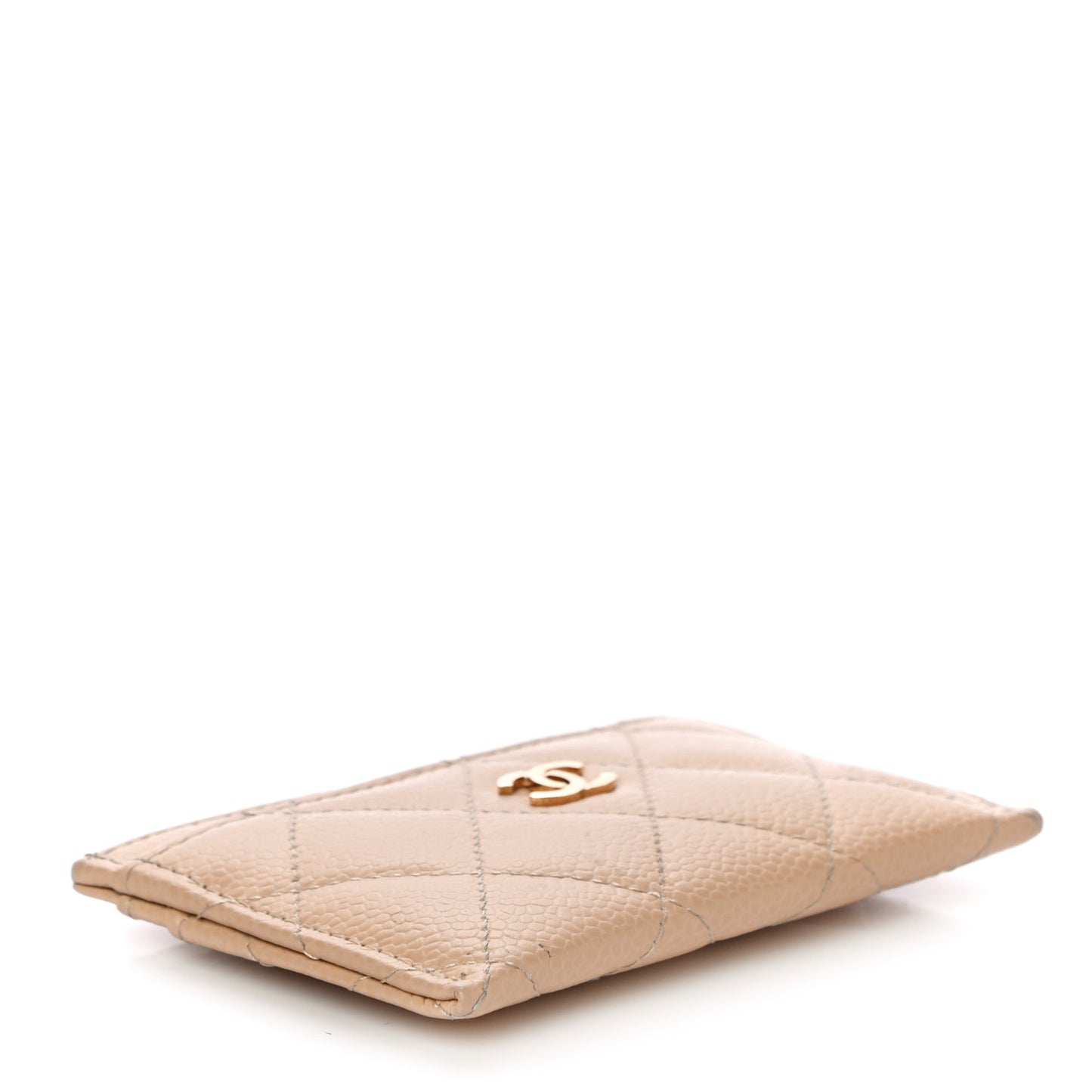 Caviar Quilted Card Holder Beige