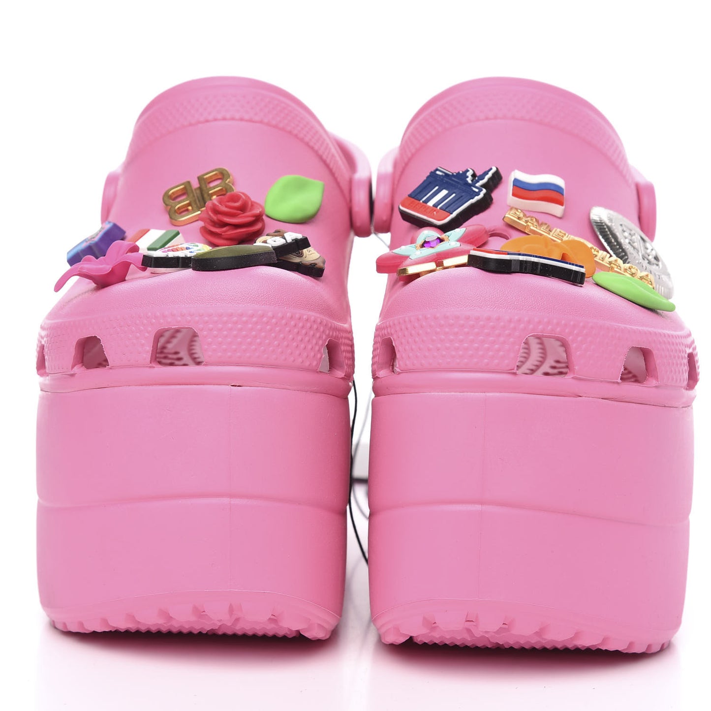 X CROCS Rubber Textured Womens Platform Sandals 38 Rose Bonbon