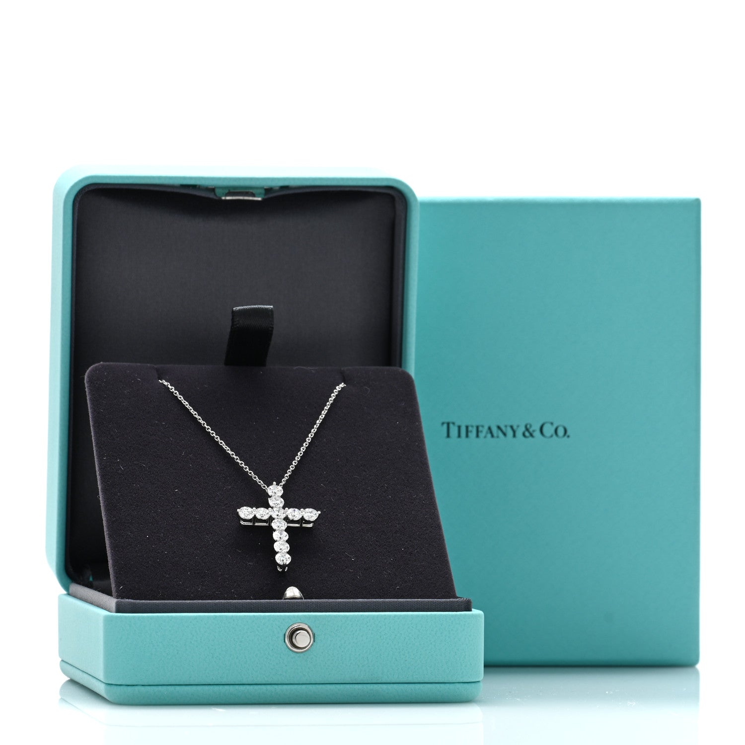 Tiffany Platinum Diamond Large Cross Pendant Necklace 5 of 5