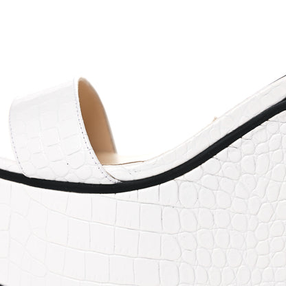 Jimmy Choo Crocodile Embossed Calfskin Abigail 100 Wedge Sandal 39 White 11 of 12