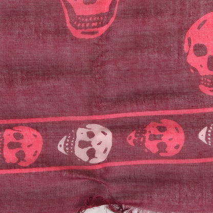 Alexander McQueen Modal Silk Skull Scarf Burgundy Pink 5 of 7