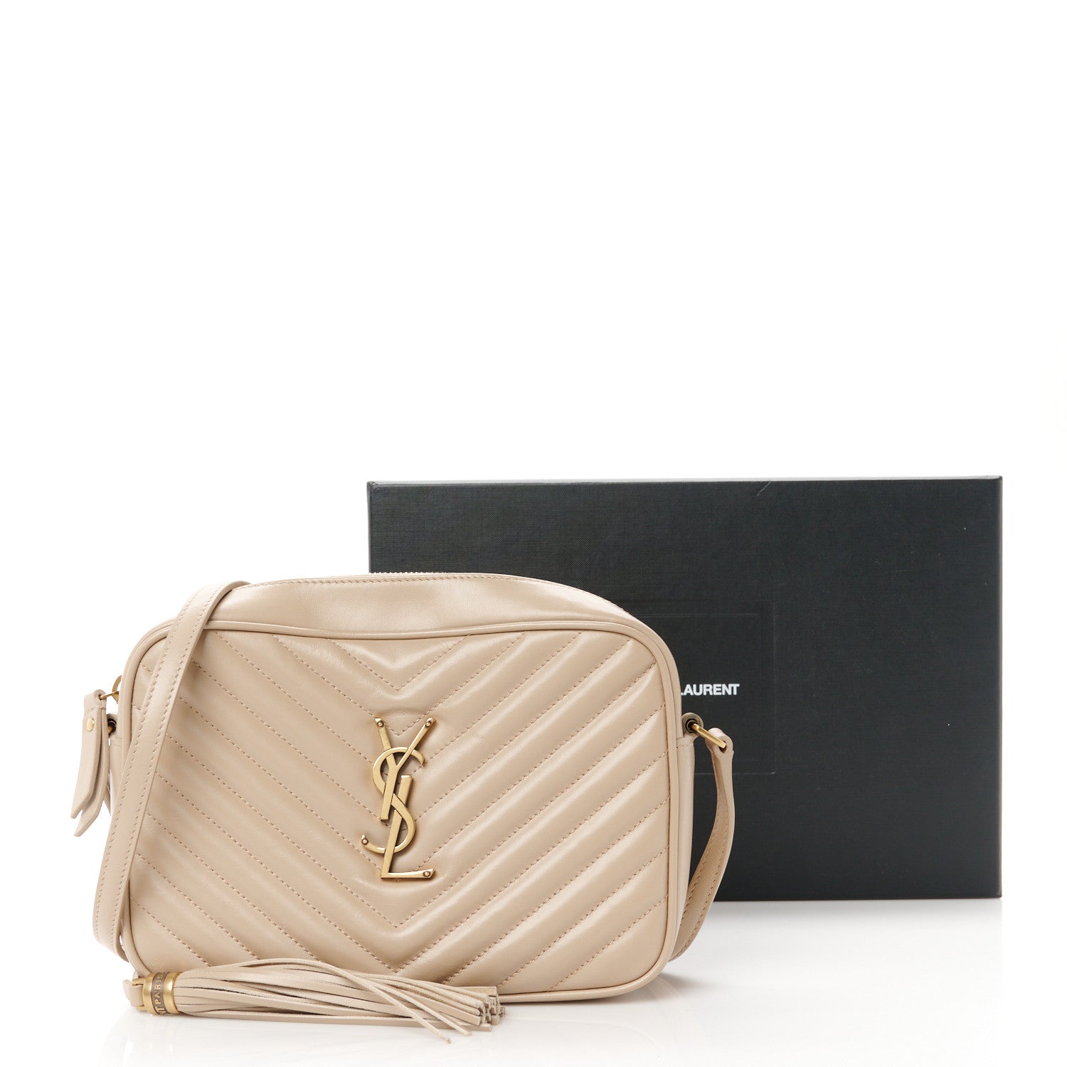 Saint Laurent Calfskin Matelasse Monogram Lou Camera Bag Dark Beige 11 of 11