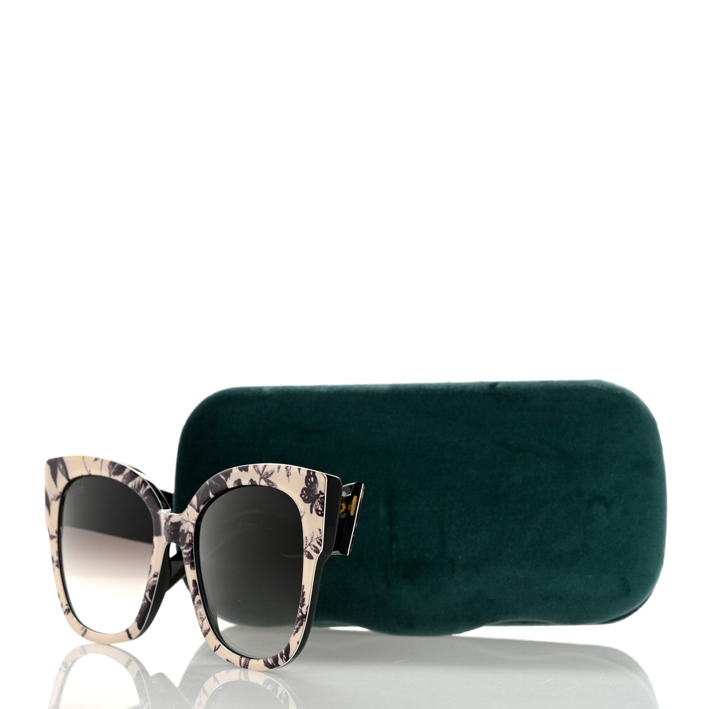 Acetate Herbarium Print Square Frame Sunglasses GG0059S White