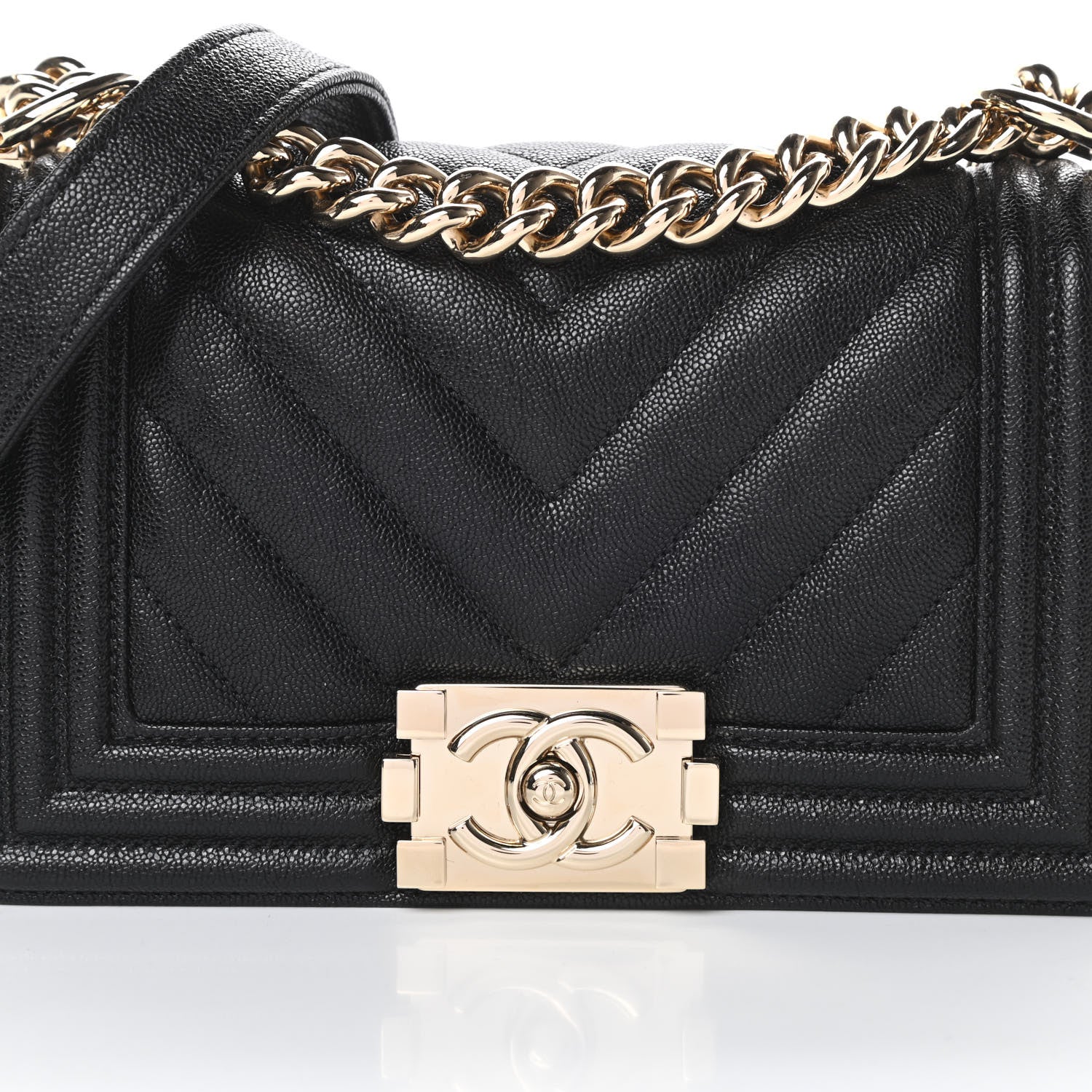 Chanel Caviar Chevron Quilted Small Boy Flap Black 8 of 10