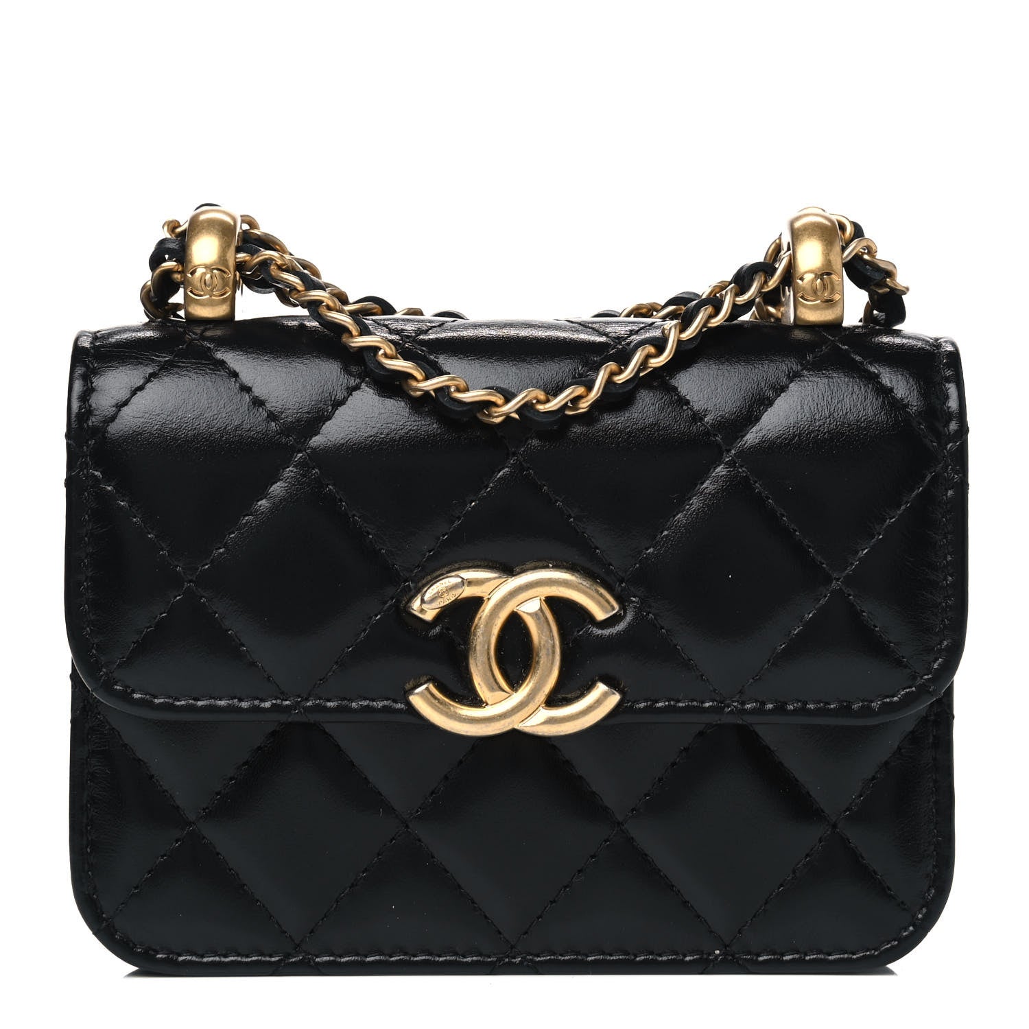 Chanel Calfskin Quilted Perfect Fit Coin Purse With Chain Black 1 of 4
