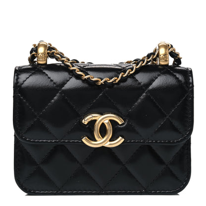 Chanel Calfskin Quilted Perfect Fit Coin Purse With Chain Black 1 of 4