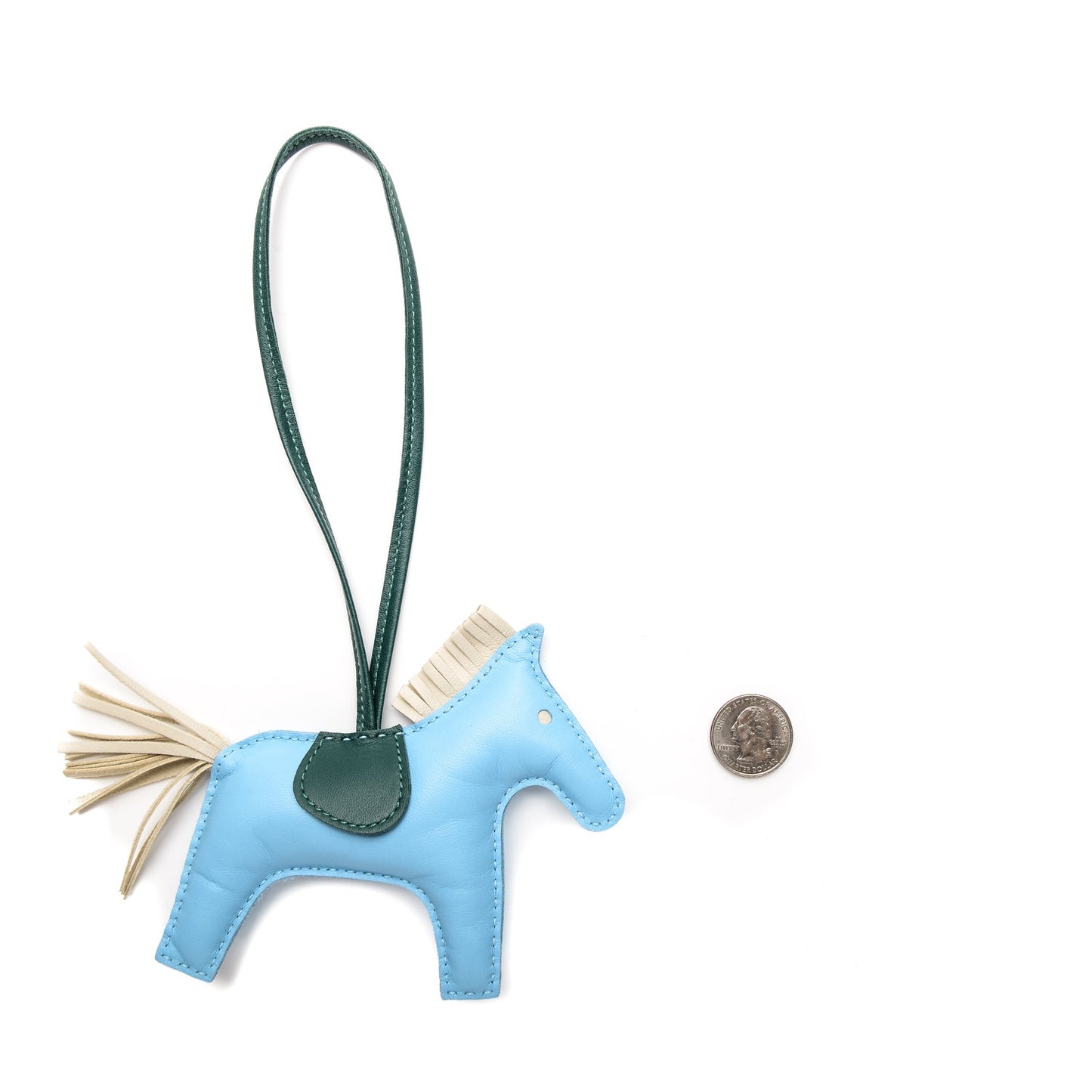 Milo Lambskin Grigri Rodeo Horse Bag Charm MM Celeste Malachite Craie