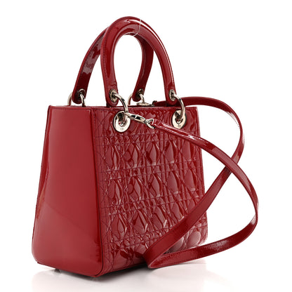 Christian Dior Patent Cannage Medium Lady Dior Red 3 of 11