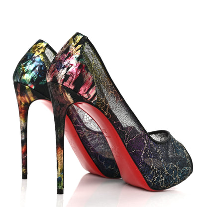 Christian Louboutin Dentelle Veau Velours Floral Very Lace 120 Pumps 35.5 Black Multi 4 of 8