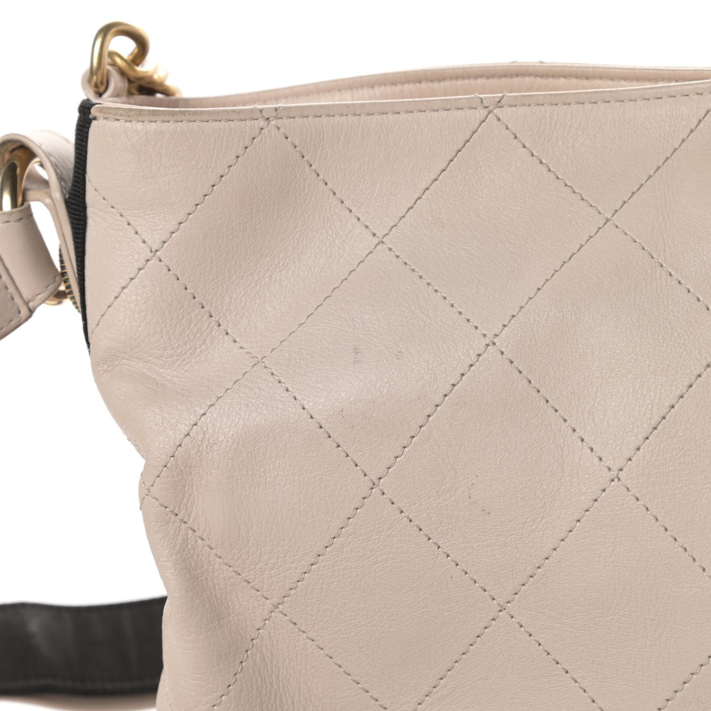 Calfskin Stitched Large Button Up Hobo Beige