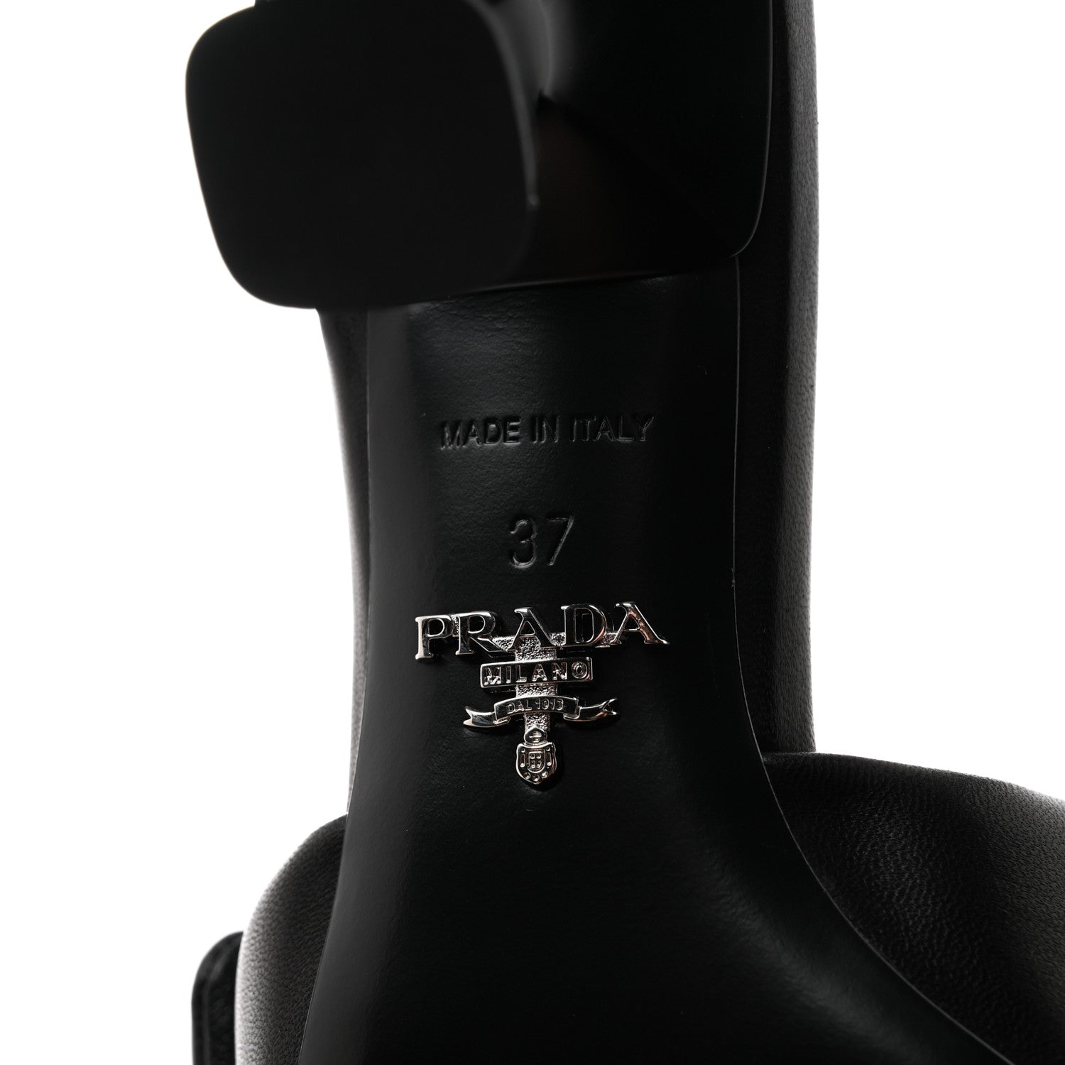 Prada Nappa Soft Padded Metal Triangle Logo 65mm Slide Sandals 37 Black 7 of 8