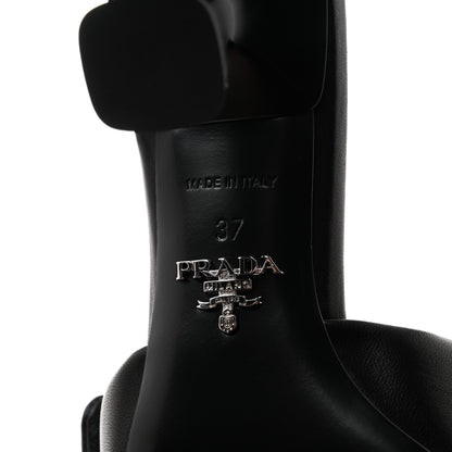 Prada Nappa Soft Padded Metal Triangle Logo 65mm Slide Sandals 37 Black 7 of 8