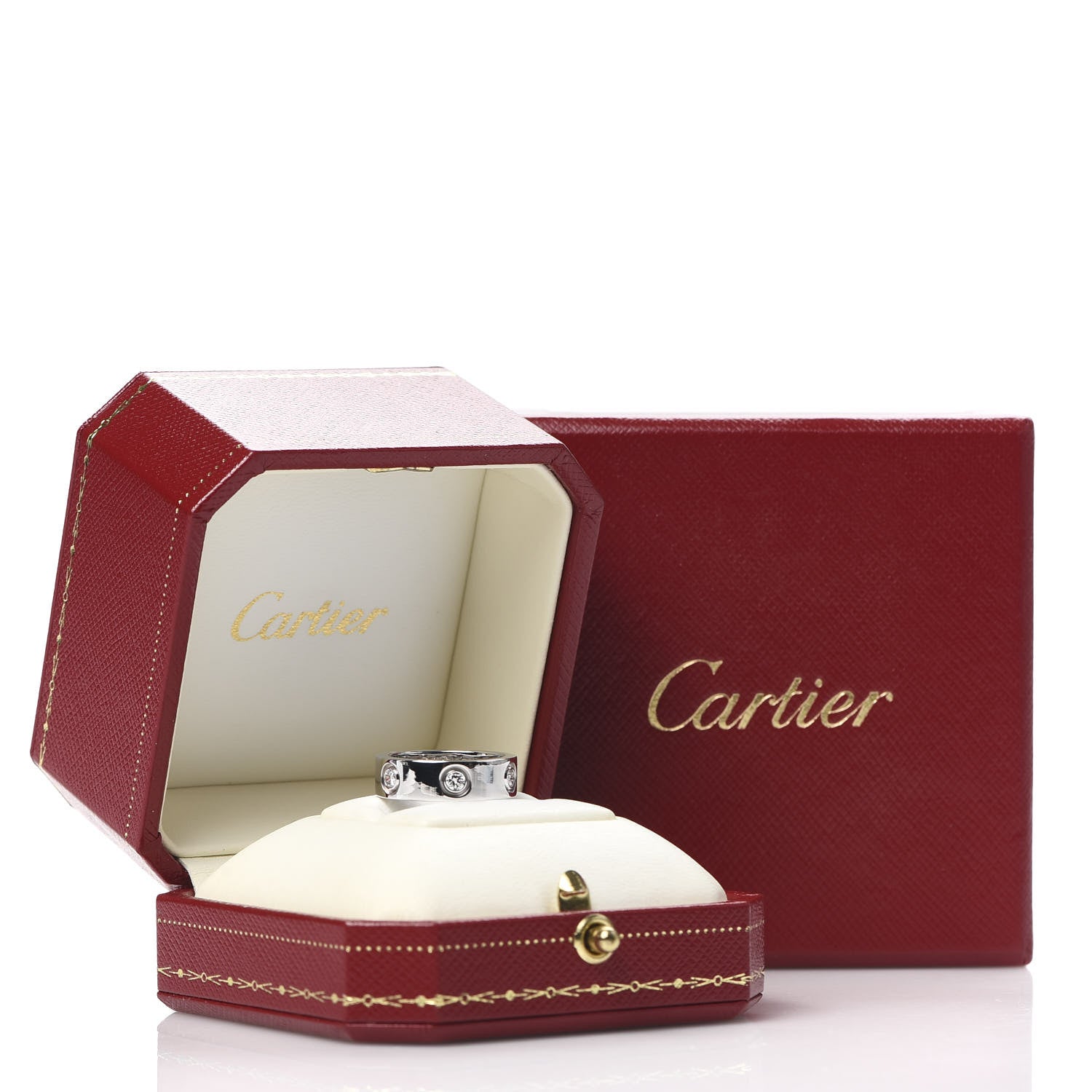 Cartier 18K White Gold 6 Diamond 5.5mm LOVE Ring 48 4.5 8 of 8