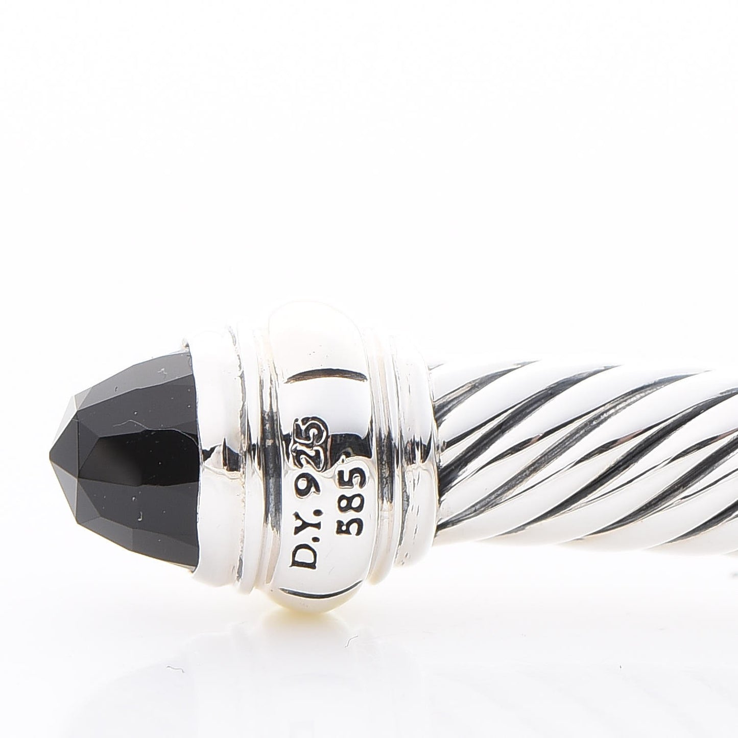 Sterling Silver 14K Yellow Gold Black Onyx 5mm Cable Classics Bracelet