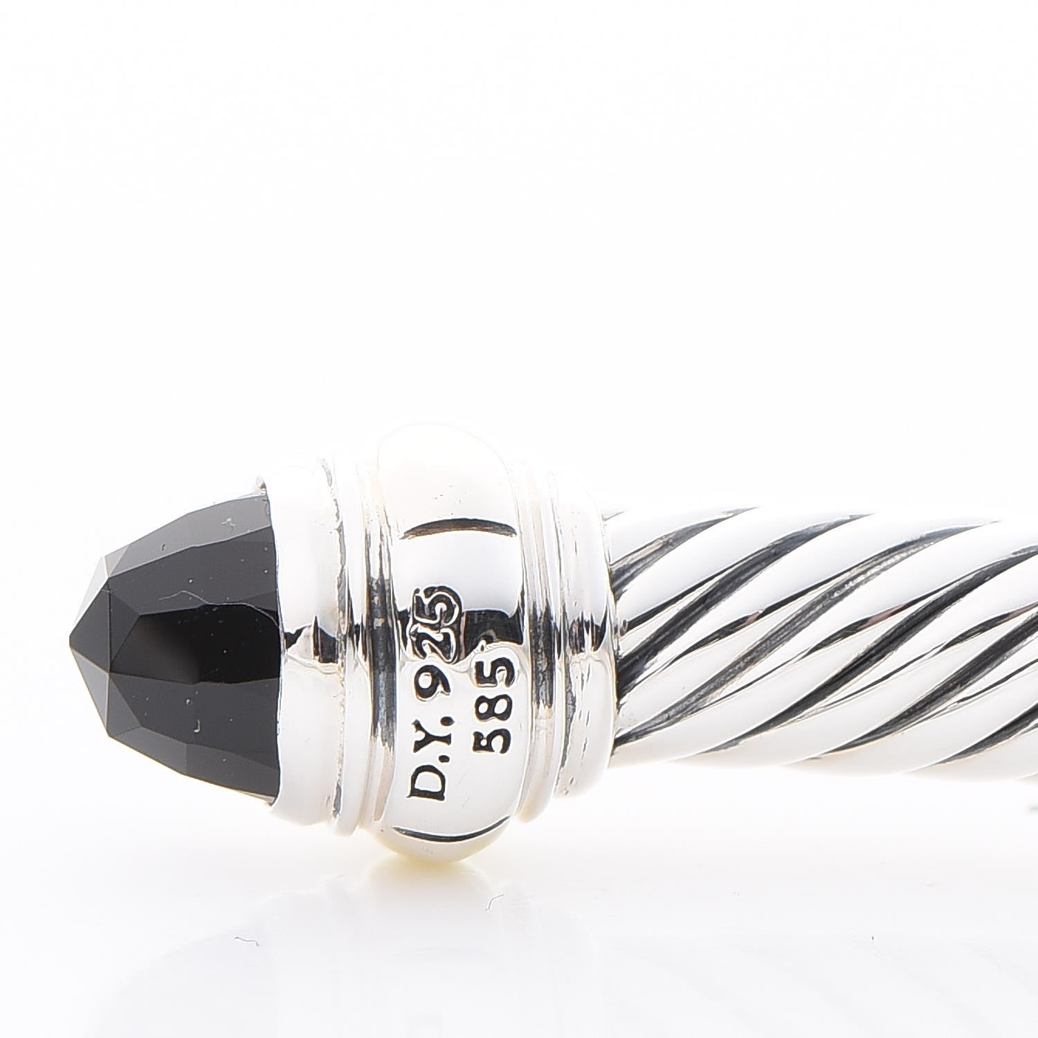 David Yurman Sterling Silver 14K Yellow Gold Black Onyx 5mm Cable Classics Bracelet 5 of 5