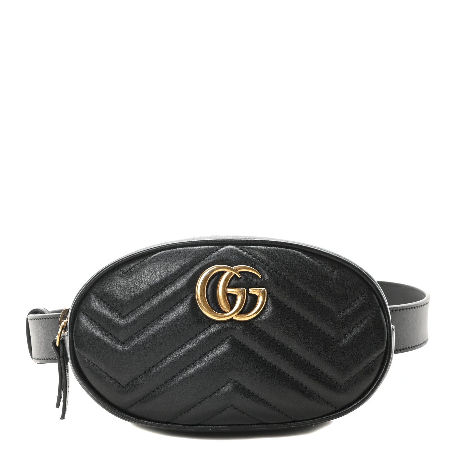 Gucci Calfskin Matelasse GG Marmont Belt Bag 75 30 Black 1 of 11